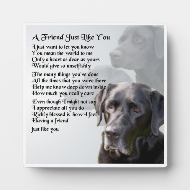 Plaque poème de l'ami - Black Labrador Design (Devant)