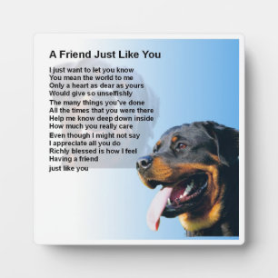 Plaque poème de l'ami - Rottweiler Chien Design