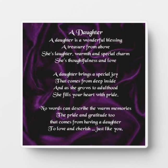 Plaque poème fille - Conception soie violette (Devant)