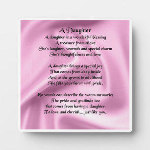 Plaque poème fille - Design en soie rose