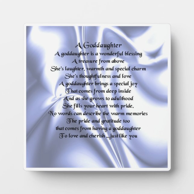 Plaque poème Godgirl - Design en soie bleue (Devant)