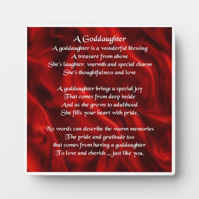 Plaque poème Godgirl - Design en soie rouge (Devant)
