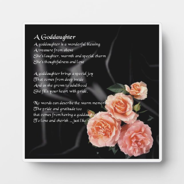 Plaque poème Godgirl - Roses sur soie noire (Devant)