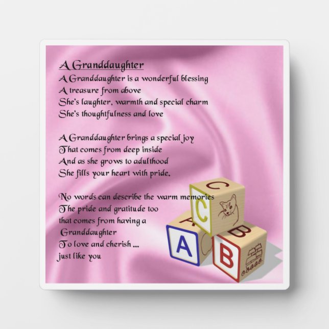 Plaque Poème Grandgirl - Blocs bébé Design (Devant)