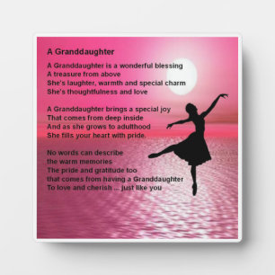 Plaque Poème Grandgirl - Design Ballerina