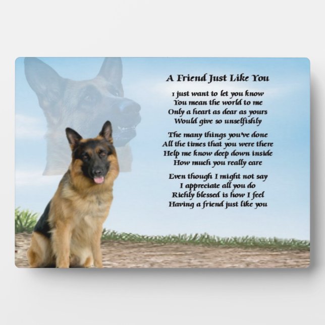 Plaque poétique allemande Shepherd Chien Friend (Devant)