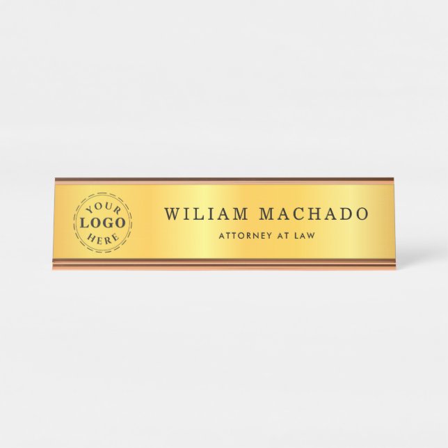 Plaque professionnelle de nom métal or pour avocat (Devant)