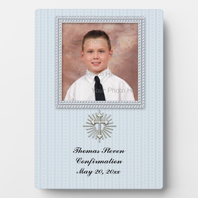 Plaque rayée bleue religieuse (Devant)