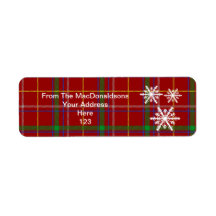 Plaque rouge tartan et flocon de neige de Noël