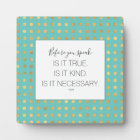 Plaque Turqoise Faux Gold Type SayingTabletop
