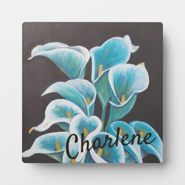 Plaque Turquoise Fleur personnalisée (Devant)
