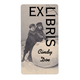 Plaque Victorian Book Étiquette EX LIBRIS Snowman