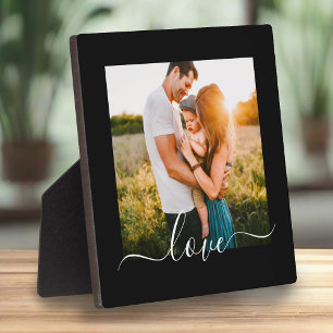 Plaque with Stand Photo Template Love Text Black