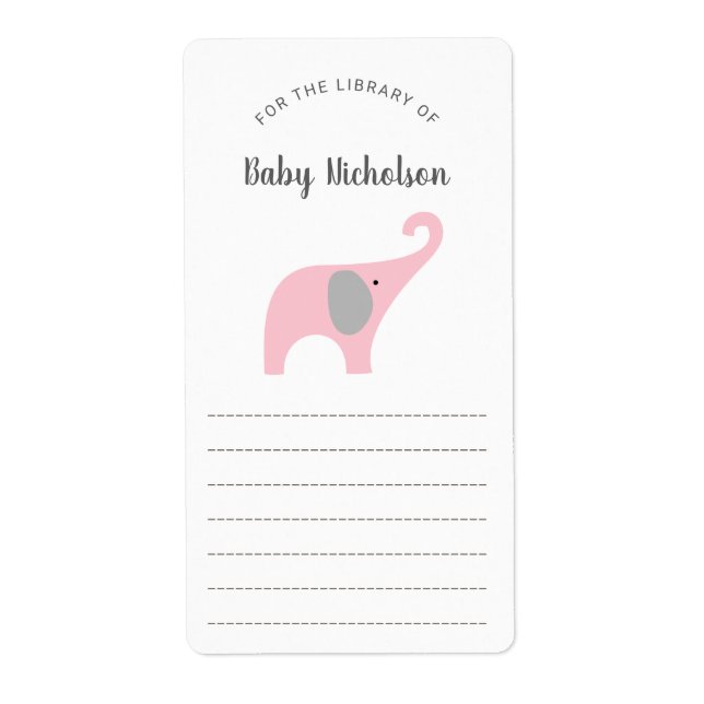 Plaques de baby shower rose Elephant (Devant)