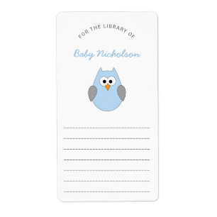 Plaques de bibliothèque du baby shower Blue Owl