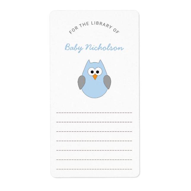 Plaques de bibliothèque du baby shower Blue Owl (Devant)
