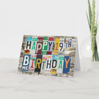 Plaques de licence 19e Joyeuse carte d'anniversair