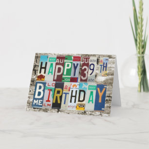 Plaques de licence Bonne 39e carte d'anniversaire