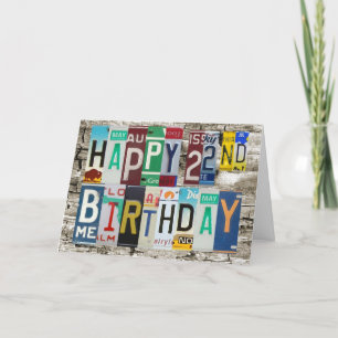 Plaques de licence Joyeux 22e Anniversaire Carte