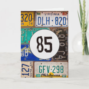 Plaques de licence vintages pour la carte d'annive