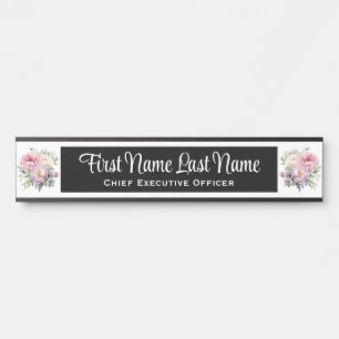 Plaques de nom de porte de bureau floral aux pivoi
