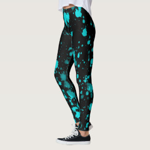 Plaques de peinture bleue sur Leggings noirs