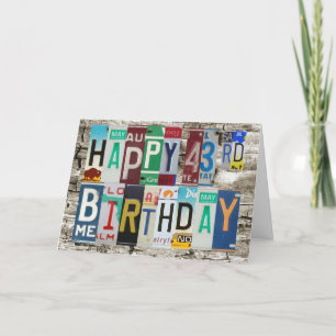 Plaques de permis Bonne 43e carte d'anniversaire