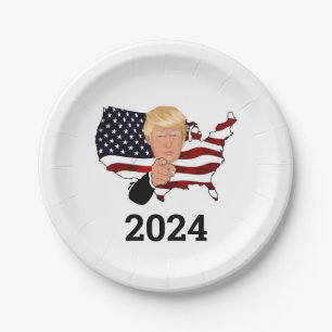 Plaques du parti du président Trump 2024. Assiette