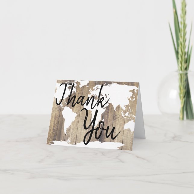 Plaques en bois rustique et Merci de carte du mond (Devant)