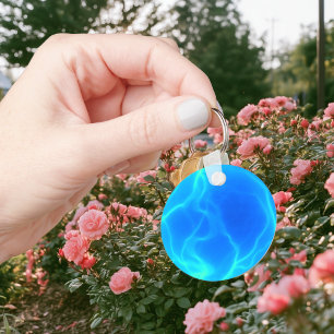 Plasma Ball Aqua Blue Photo Keychain
