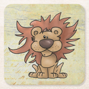 plaster lion  square paper coaster