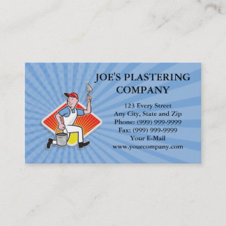 Plaster Masonry Worker Cartoon Business Card
