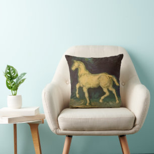 Plaster Statuette of a Horse by Vincent van Gogh Throw Pillow