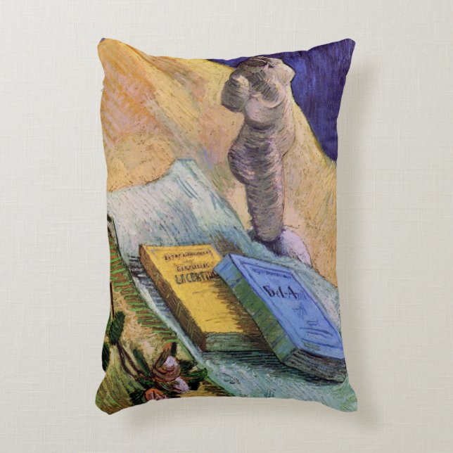 Plaster Statuette Rose and Novels Vincent van Gogh Accent Pillow (Front(Vertical))