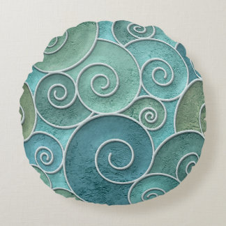 Plaster wall seamless texture with swirls pattern, round pillow