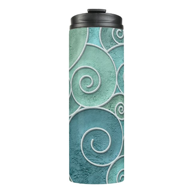 Plaster wall seamless texture with swirls pattern, thermal tumbler (Front)