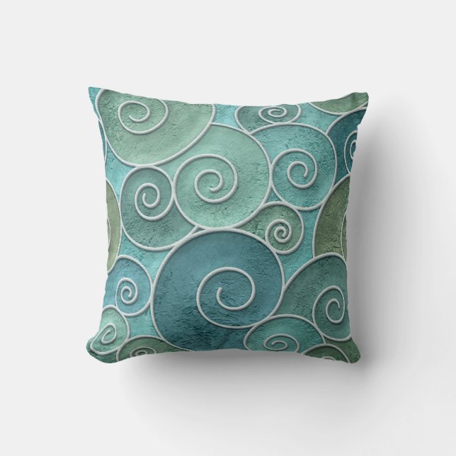 Plaster wall seamless texture with swirls pattern, throw pillow (Front)