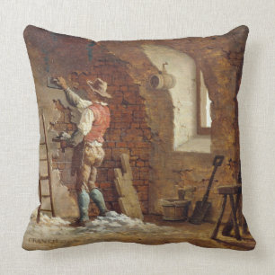Plasterer, c.1807 (oil on panel) throw pillow