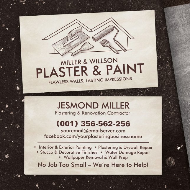 Plastering and Painting Services  Business Card (Creator Uploaded)