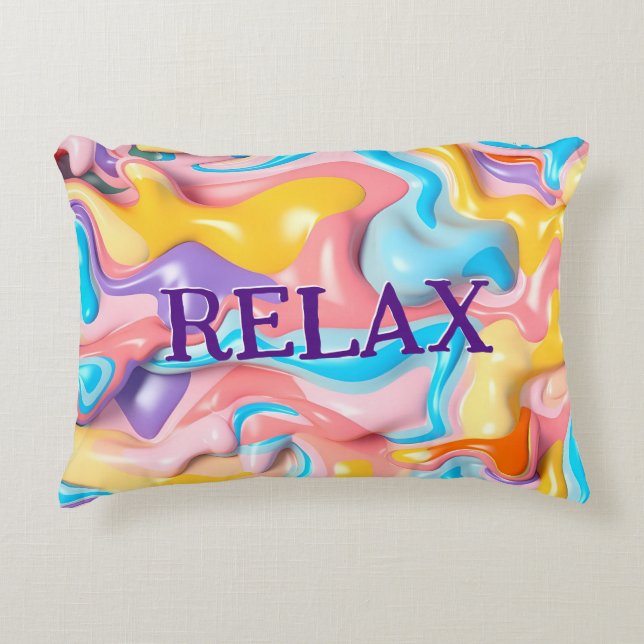 Plastic Abstract Shapes with Relax Text Accent Pillow (Front)