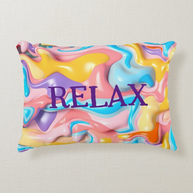 Plastic Abstract Shapes with Relax Text Accent Pillow (Front)
