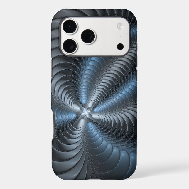 Plastic Blue Gray 3D Fractal Art Modern Abstract (Back)