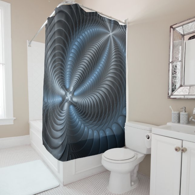 Plastic Blue Grey 3D Fractal Art Modern Abstract (In Situ)