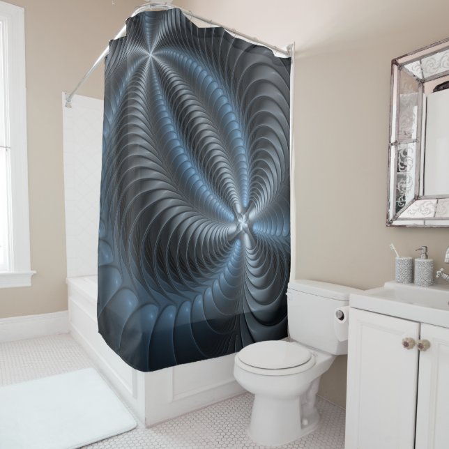 Plastic Blue Grey 3D Fractal Art Modern Abstract (In Situ)