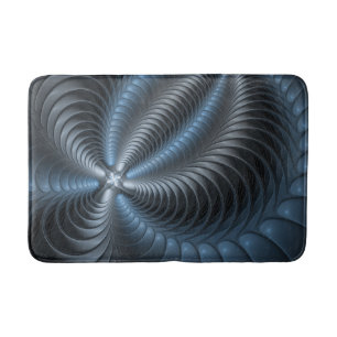 Plastic Blue Grey 3D Fractal Art Modern Abstract Bath Mat