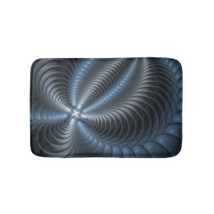 Plastic Blue Grey 3D Fractal Art Modern Abstract Bath Mat