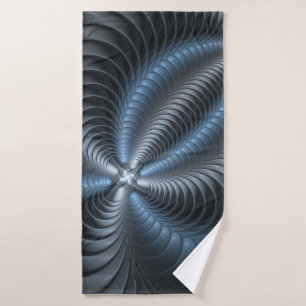 Plastic Blue Grey 3D Fractal Art Modern Abstract Bath Towel