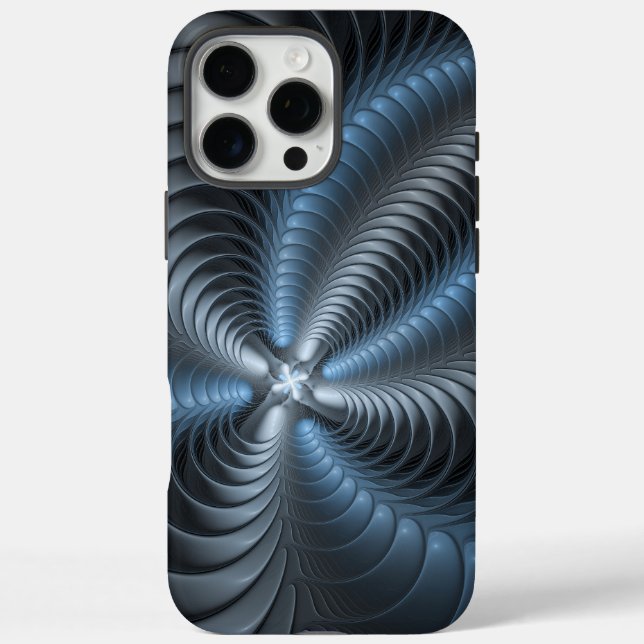 Plastic Blue Grey 3D Fractal Art Modern Abstract Case-Mate iPhone Case (Back)