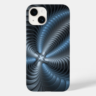 Plastic Blue Grey 3D Fractal Art Modern Abstract Case-Mate iPhone 14 Case