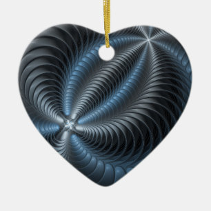 Plastic Blue Grey 3D Fractal Art Modern Abstract Ceramic Ornament